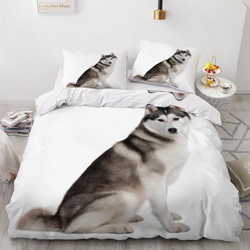 Housse de couette 200x200 husky en microfibre douce anti-plis à fermeture éclair