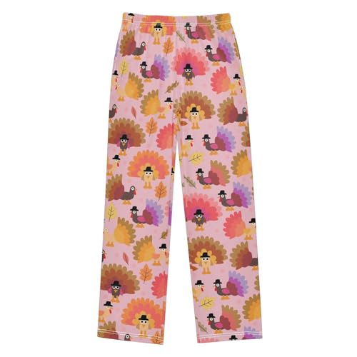 ZZXXB Autumn Maple Turkey Boys Long Pants Soft Trousers Elastic Waist Kids Lounge Bottoms with Pockets S-XL