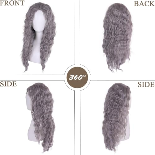 Image of GNIMEGIL 26 Inch Long Grey Wigs for Women Fluffy Hairstyles Victorian Costume Halloween Party Wig Gothic Horror Ghost Witch Cosplay