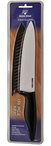 Ceramic Chef Knife - 8" Blade - Long Lasting Sharp Edge - Durable Build- Ergonomic Gripped Handle - Black Handle, White Blade #TOP1