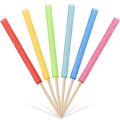 Honeydak 6 Pieces Microfiber Detail Duster Sticks Mini Duster Crevice Cleaning Tool Car Air Vent Cleaner Fan Cleaning Brush for Home Air Vent Window The Smallest Spaces