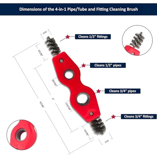 POFET 4pcs Copper Pipe Cleaner and Reamer Set, Pipe Cleaners,2 Copper Pipe Cleaners and 2 Reamers for Copper PVC and Flexible Steel Pipes