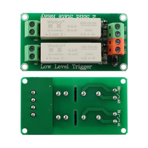 JESSINIE 12V 2 Channel Solid State Relay Module, Low Level Trigger, 5A DC Control for Raspberry Pi