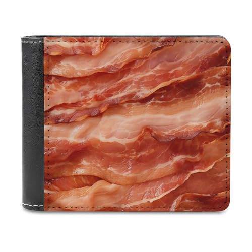 Bacon Food Bifold Wallet Hidden Compartments Pocket Money with Credit Card Holder for Men Women