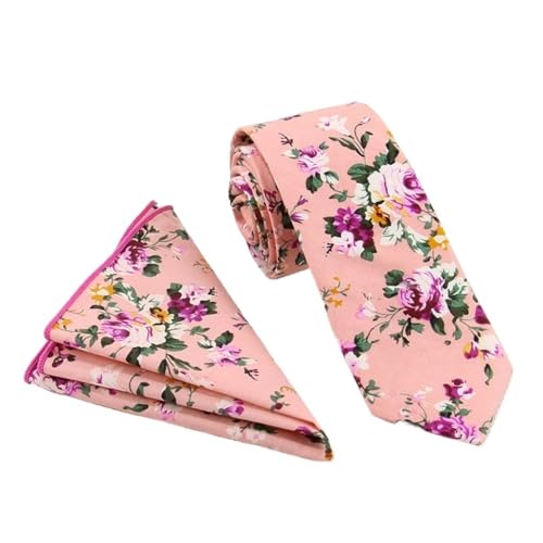 Corbata estrecha de algodón floral casual para hombre