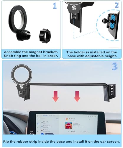 Image of Car Phone Holder for 2024-2026 Toyota Grand Highlander /Hybrid Accessories | 12.3-inch Screen Clip-On MagSafe Strong Magnetic Cell Phone Mount, 360 Rotatable Hands-Free Holder,Not Block Air Vents