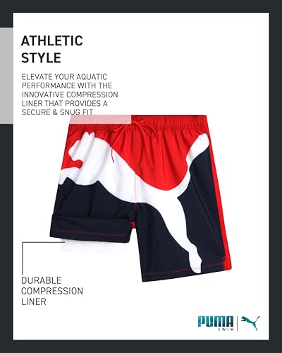 PUMA Men's Bathing Suit - Quick Dry Swimsuit Trunks with Mesh Compression Liner - 8" Inseam Swimwear (S-XL)3