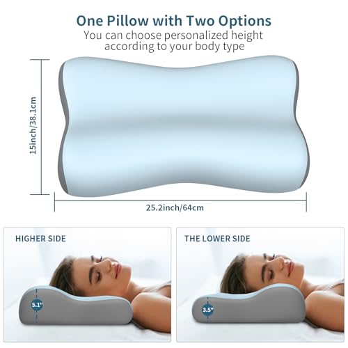 image for Polovo Cervical Neck Pillow, Contour Memory Foam Pillows for Neck Pain