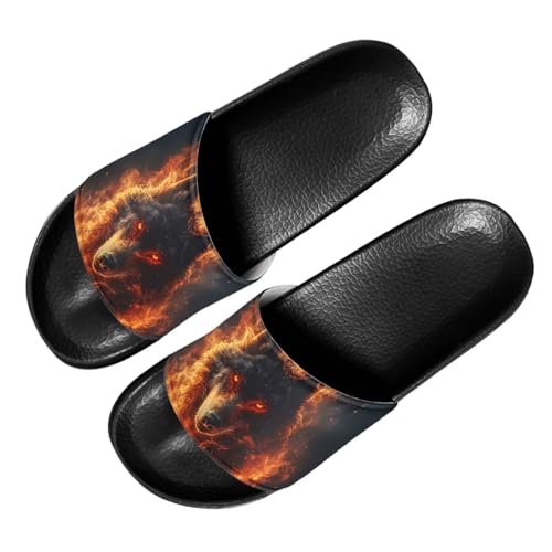 Slide Sandals for Mens Slippers with Print, Non-Slip, Open-Toe, Easy to Clean, Suitable for Bath Beach Walking2