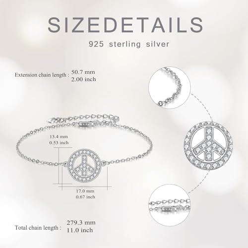 Image of 925 Sterling Silver Anklet Foot Bracelet with Crystal from Austria, Anklet Jewelry Gifts for Women 11 Inch Adjustable