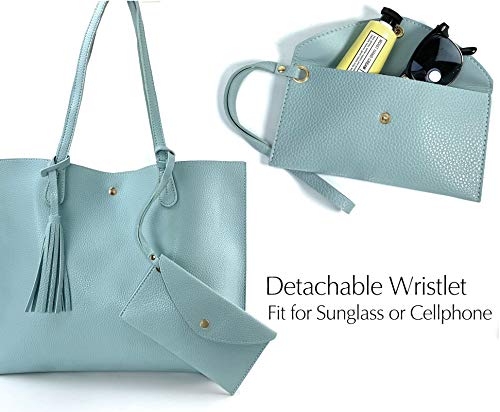 Image of Minimalist Clean Cut Pebbled Faux Leather Tote Womens Shoulder Handbag