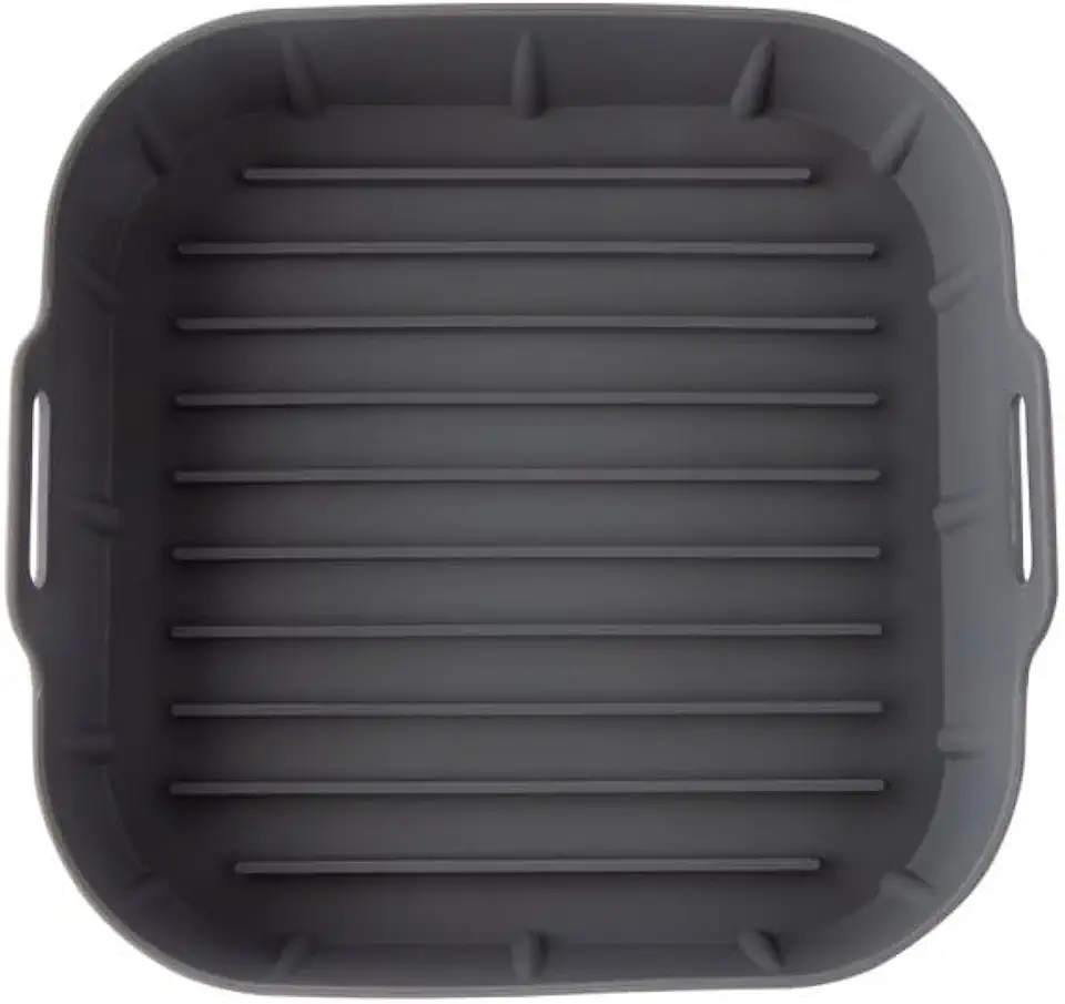 Forma Quadrada de Silicone para Air Fryer 20x20cm Antiaderente e Reutilizável com Alça Prática para Fritadeira Elétrica Forno Panela e Microondas (Cinza)
