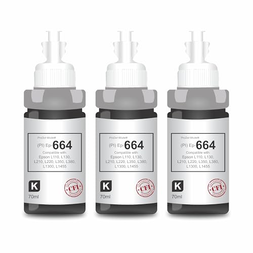 Image of ProDot Ep-664 Inkjet Ink Refill Compatible with Epson L100, L130, L210, L220, L300, L310, L350, L355, L360, L380, L485, L565, L655, L1300, L1455 Ink Tank Printers