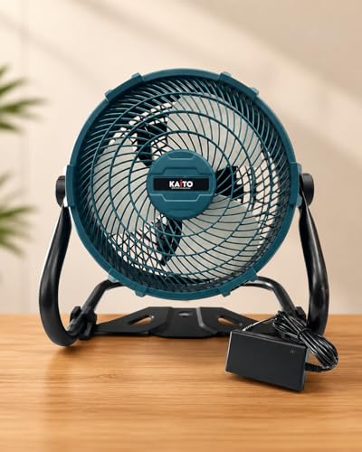 Image of KAITO 11 Inch Lithium Cordless Portable Fan with Variable Speed Regulator, AC /DC Dual Purpose, Overheat & Overload Protection, 48V Li-Ion Battery Included