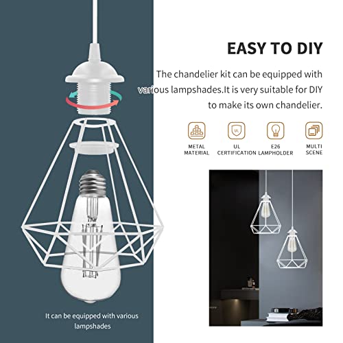 Image of Industrial Mini Pendant Light Kit, UL E26 Lamp Socket, White | Adjustable Hanging Light Kit for Kitchen, Edison Retro Pendant,Mini Ceiling Hanging Light Fixtures,Vintage Pendant Light Cord