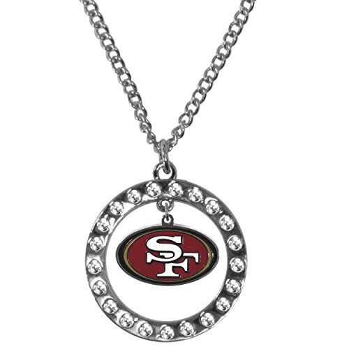 Image of NFL San Francisco 49ers Womens Siskiyou SportsRhinestone Hoop Necklaces, Silver, One Size