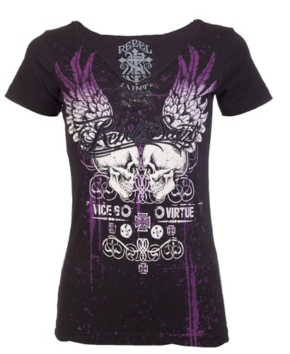 Rebel Saint By Affliction MORTICIA 新品 S Rebel Saint By Affliction Women's T-shirt Morticia | eBay