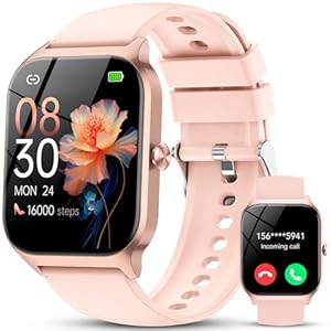 CASCHO Smartwatch Damen Herren, 1.85" HD Smart Watch, 115+ Modi, Fitness Tracker mit Bluetooth Telefonie, IP68 Wasserdicht Schrittzähler Uhr mit bis zu 30 Tage Standby für iOS und Android,Rosa Rose