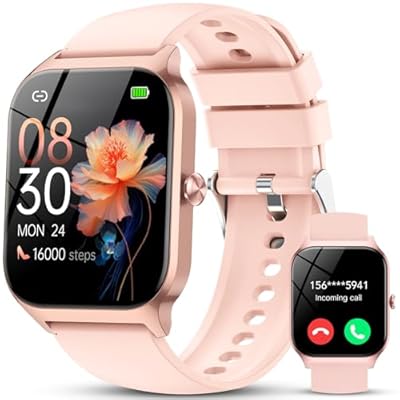 CASCHO - Reloj Inteligente Mujer 1.85" HD Smartwatch Mujer con Llamadas  Whatsapp Notificaciones  Smart Watch con Podómetro/Pulsómetro/SpO2/Monitor de Sueño 115+ Modos Deportes  IP68 Impermeable -Rosa Perla