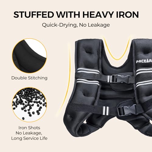 Image of PACEARTH Weighted Vest,6lb /8lb /10lb /12lb /16lb /20lb /25lb /30lb Weight Vest with Reflective Stripe, Body Weight Vests for Women, Men, Weight Loss Workout, Strength Training, Running, Walking, Jogging