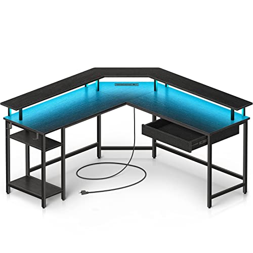 Rolanstar L Shaped Gaming Desk with Drawer, 55.1