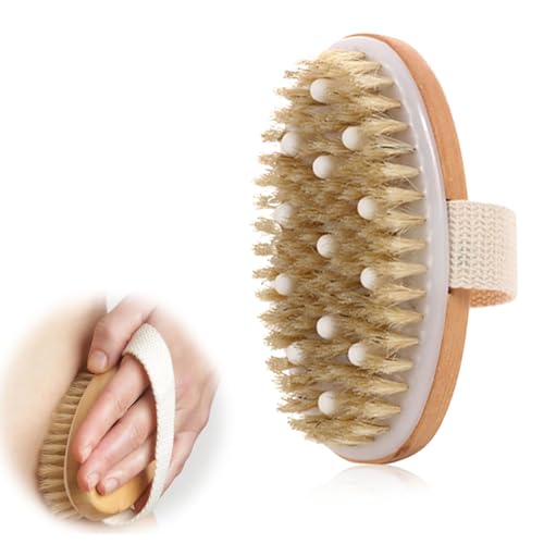 Cepillo de Cerdas Naturales,Cepillo Corporal de Cepillado en Seco,Cepillo Seco para Celulitis,Cepillo Exfoliante Corporal,Dry Brush,para Mejorar la Circulación Sanguínea, Celulitis y Drenaje Linfático