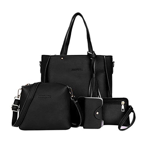 Baoblaze 4PACK Bolsa De Couro Feminina Bolsa De Ombro Bolsa Bolsa Titular De Cartão Conjunto De Saco