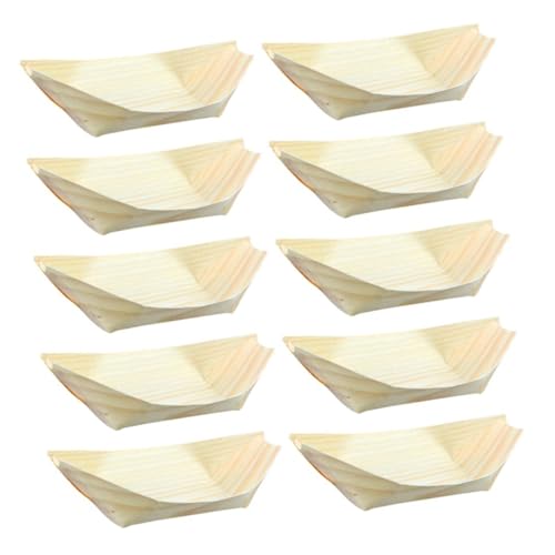 UTHCLO 使い捨て木製舟形寿司トレイ 和風スナック皿 ケータリングや家用寿司盛り付けに