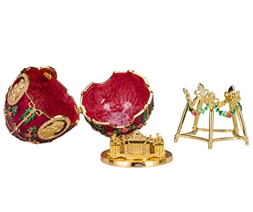 danila-souvenirs Glamorous Style Alexander Palace Easter Egg Trinket Jewel Box 14 cm red, 15 cm - Image 3