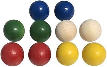 10 Holz Boule Cochonnets je 3 cm Durchmesser in 5 Farben - Für Pétanque - Spiel aus Naturholz - Pétanque-Zubehör Ab 6 Jahren - Freizeit - Outdoor - Pétanque-Spiel Boule Schweinchen Zielkugeln