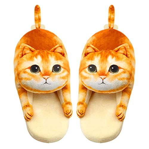 Cat Slippers for Women, Cute Fuzzy Animal Slippers For Indoor and Outdoor, Comfy Non-Slip Memory Foam Sole, Funny Cat Lover Gifts for Women