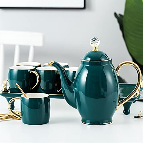 Service à café en céramique vert malachite | Coffret de 6 tasses d'exception