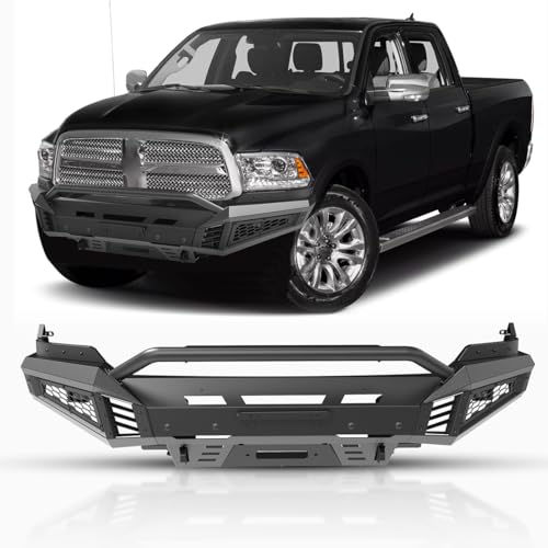 WOLFSTORM Front Bumper for 2013-2018 Dodge RAM 1500 and 2019-2023 RAM 1500 Classic (Exculding Warlock) Pickup Truck (Mid-Width Front Bumper+Side Wing+Bull Bar+Bottom guard)