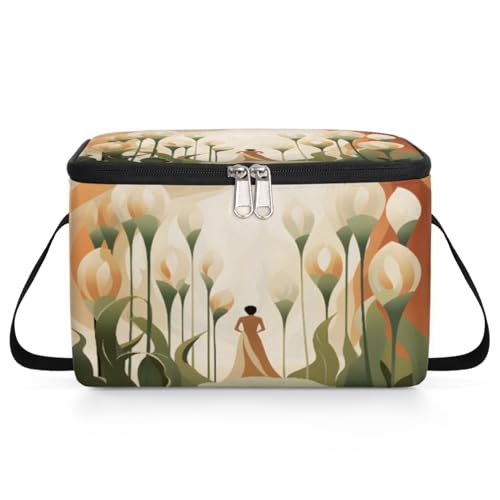 GzLeyigou Womens with Flowers Lunch Bags for Women Men 9 Cans, Hot & Cold Food Delivery Bag Insulated Grocery Bag Insulated Lunch Box Floral Cooler Bag for Office Work Picnic Beach