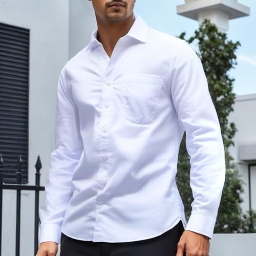 Men’s Slim Fit Long Sleeve Shirt Button Down Business Casual Office Wear2