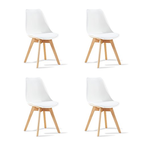 Designetsamaison Lot 4 chaises scandinaves Blanches - Bjorn Cover