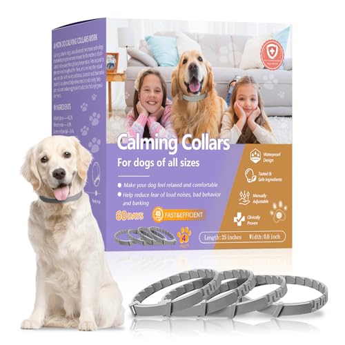 4 Packs Calming Collar for Dogs with Natural Pheromone | Dog Calming Collar Helps Reduce Unwanted Behavior | Stress Relief for Puppy & Adult Dogs, ‌Waterproof Calm & Relaxation Lasts 60 Days