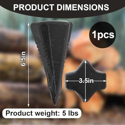 5 Lbs 1 Pcs Wood Splitting Wedges Manual Log Splitter, Black - Image 2