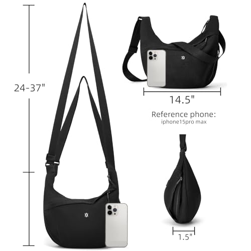 Axcone Nylon Crescent Crossbody Bag for Women Lightweight Hobo Bag Adjustable Strap Casual Sling Bag3