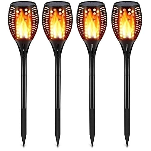 Preisvergleich Produktbild 4 Stück Flammenlicht Gartenfackeln IP65 Wasserdicht Solar Flamme Fackeln Lichter Solarleuchten mit Realistischen Flammen Automatische EIN / Aus Solarlampen für außen (Color : 4)