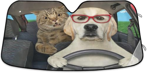 車用サンシェード 車窓日よけ ナポレックス 犬柄 ネコ 面白い 吸盤2個付 遮光断熱 紫外線対策 UVカット 簡単取り付け カー用品 便利グッズ L