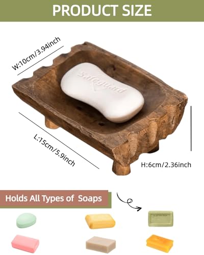 Sivotami IBM-21 Large Rustic Teak Wood Soap Holder, Farmhouse Wooden Soap Dish,Decorative Bathroom Shower Soap Holder thumb #3