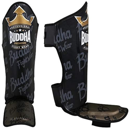 Buddha Fight Wear, Espinilleras Top Premium, Negras