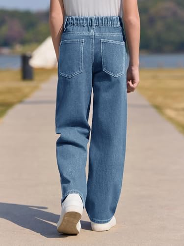 Haloumoning Boys Baggy Jeans Kids Casual Straight Leg Loose Fit Denim Pants with Pockets 5-14 Years4