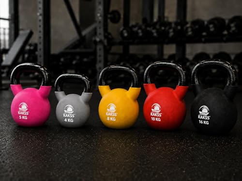 Image of Kakss Half Coating Neoprene Kettlebell (2kg to 40kg)(Proudly Made in India) (4kg, Grey)