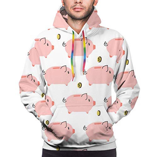 Preisvergleich Produktbild Cat Dreamer Mens Classic Hoodies Niedliche Sparschwein-Sweatshirts mit Tasche, L.