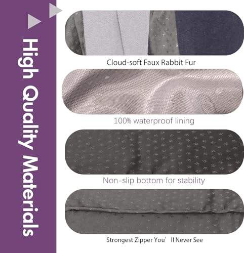 Image of Faux Fur Dog Bed Covers - Ultra Soft Rose Velvet, Removable & Washable, Cozy & Durable,Large Pet Bed Cover Only (No Filling) - Gray, (Sherpa Blue, 36 inch L x 24 inch W x 4 inch Th)