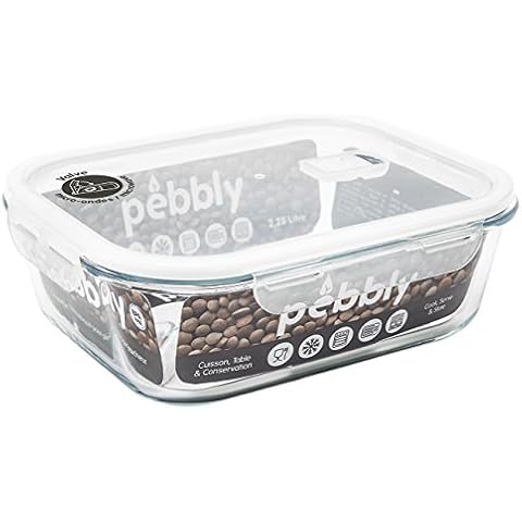 Pebbly pkv-2250rb Flat/Rectangular Box Clear Glass 25 x 20 x 9 cm Cover
