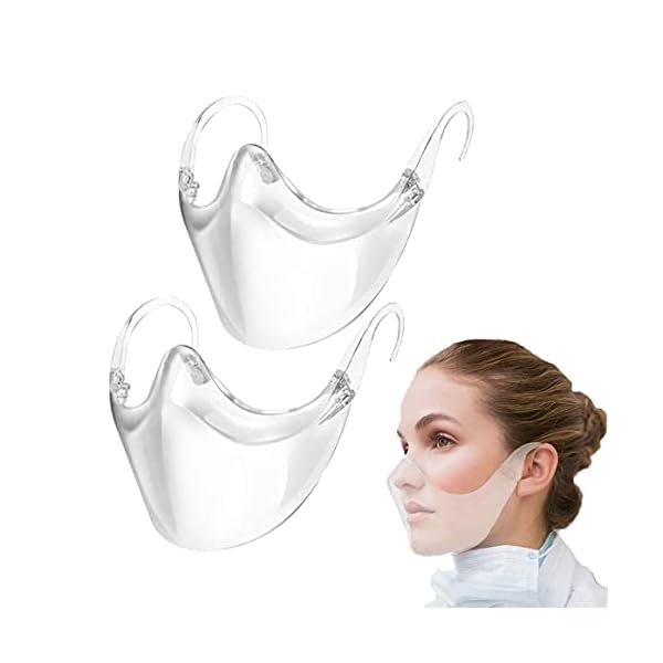 SpoolX Reusable Transparent Face Masks, Upgraded Breathable, Clear Plastic Anti-Fog Dustproof Windshield Protective For Women Men (2PCS)