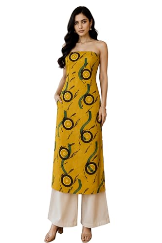 Image of Ethnics of Kutch Womens's Ajrakh Modal Silk Natural Dye Hand Block Print Unstitched Kurta Fabric